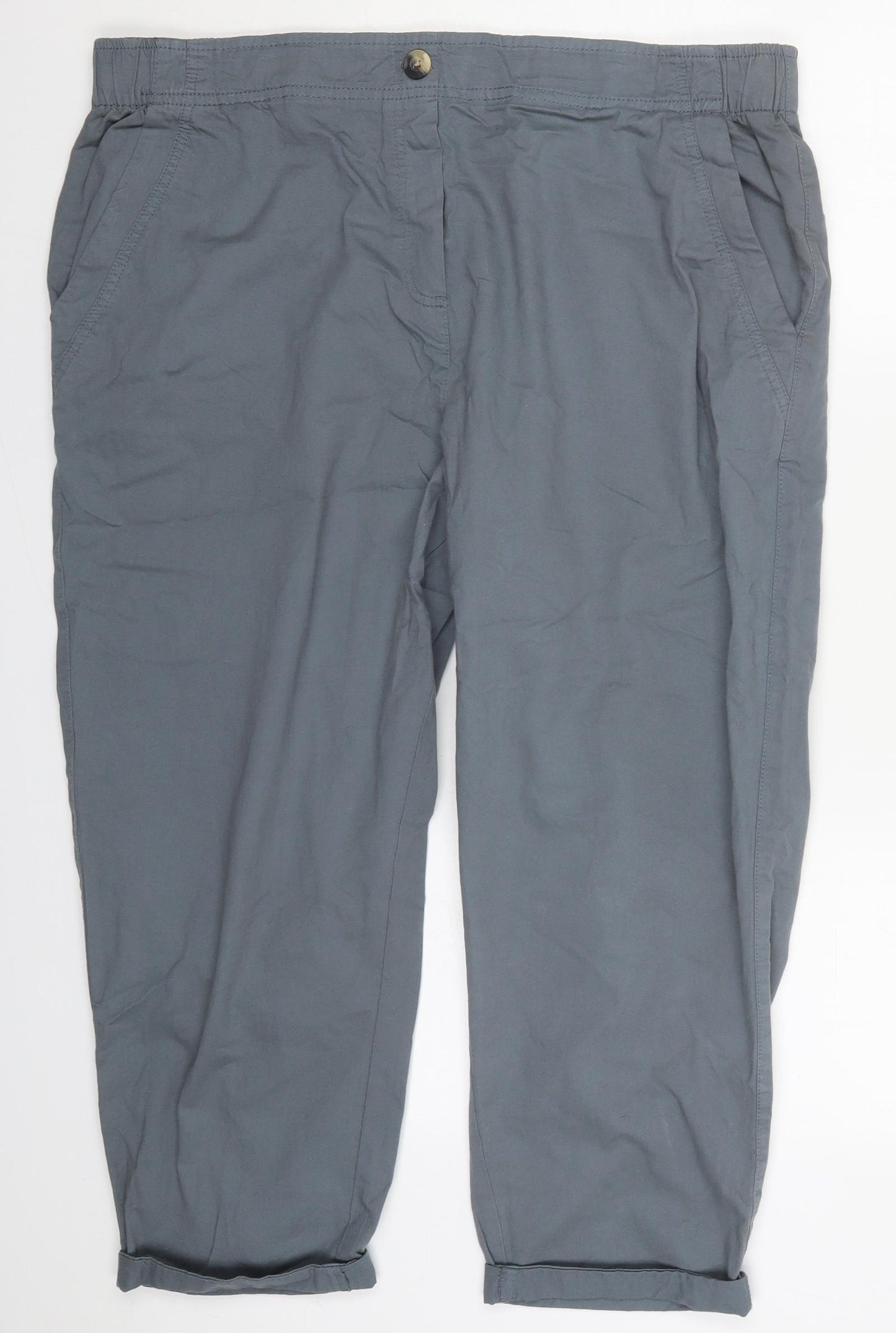 George Womens Blue  Cotton Cropped Trousers Size 20 L22 in Regular