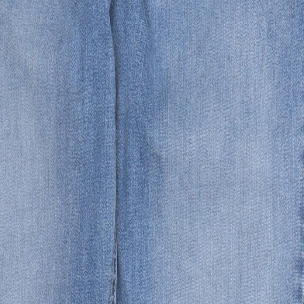 Marks and Spencer Womens Blue  Cotton Straight Jeans Size 16 L32 in Regular Button