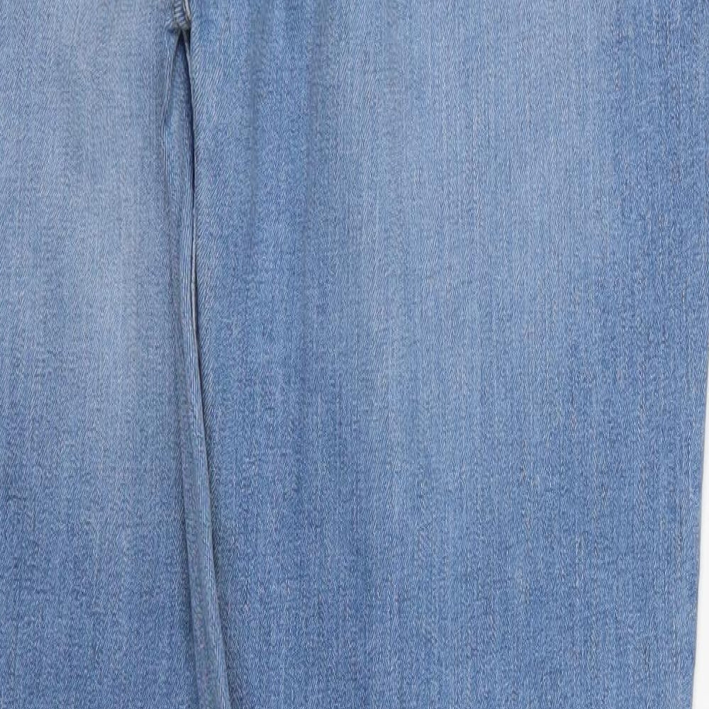Marks and Spencer Womens Blue  Cotton Straight Jeans Size 16 L32 in Regular Button