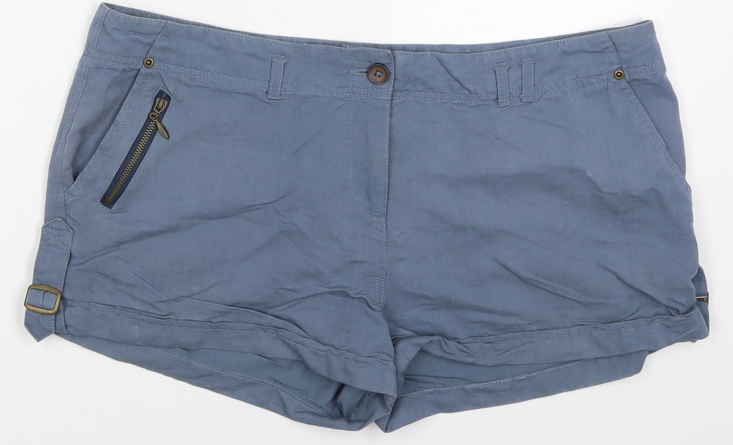 George Womens Blue  Viscose Hot Pants Shorts Size 14  Regular Button