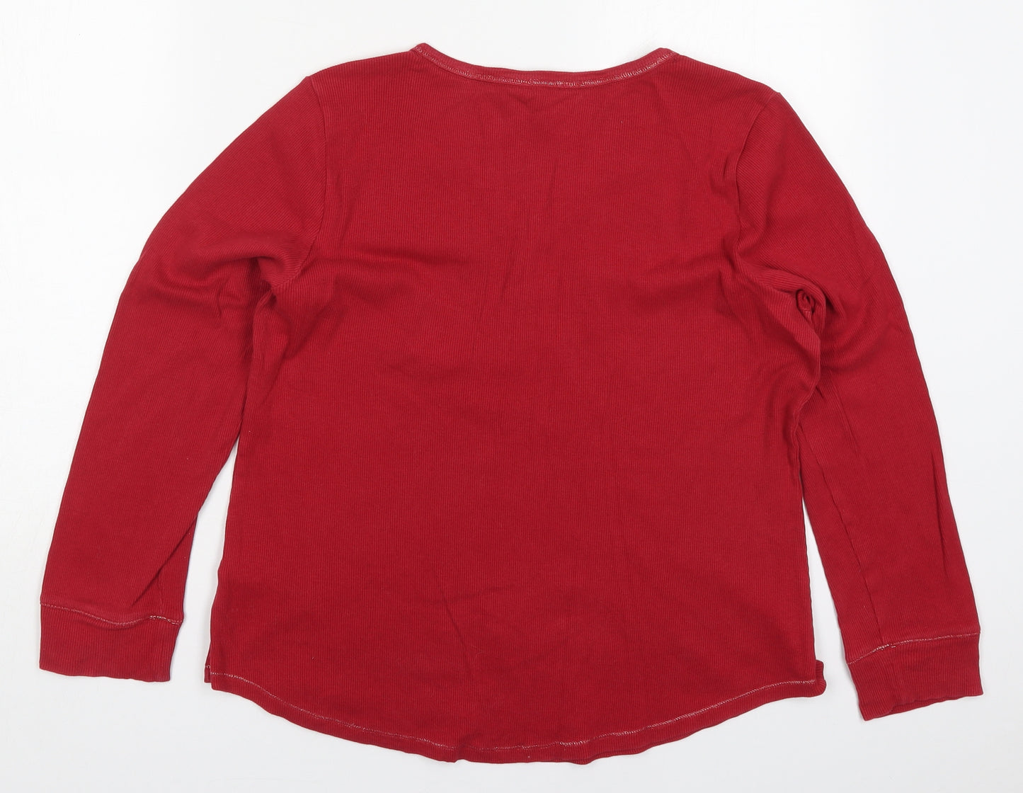 Marks and Spencer Womens Red Solid Cotton Top Pyjama Top Size 14