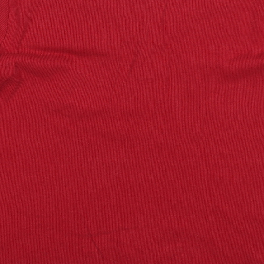 Marks and Spencer Womens Red Solid Cotton Top Pyjama Top Size 14