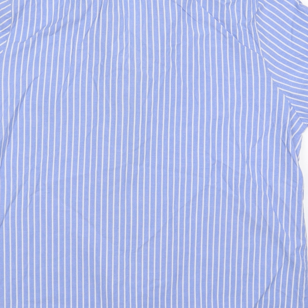 F&F Womens Blue Striped Cotton Top Pyjama Top Size 12  Button