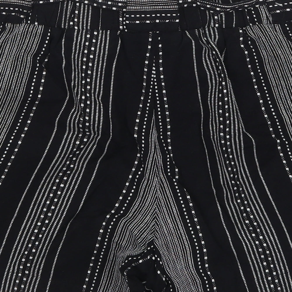 Marks and Spencer Womens Black Striped Cotton Mom Shorts Size 14 L3.5 in Regular