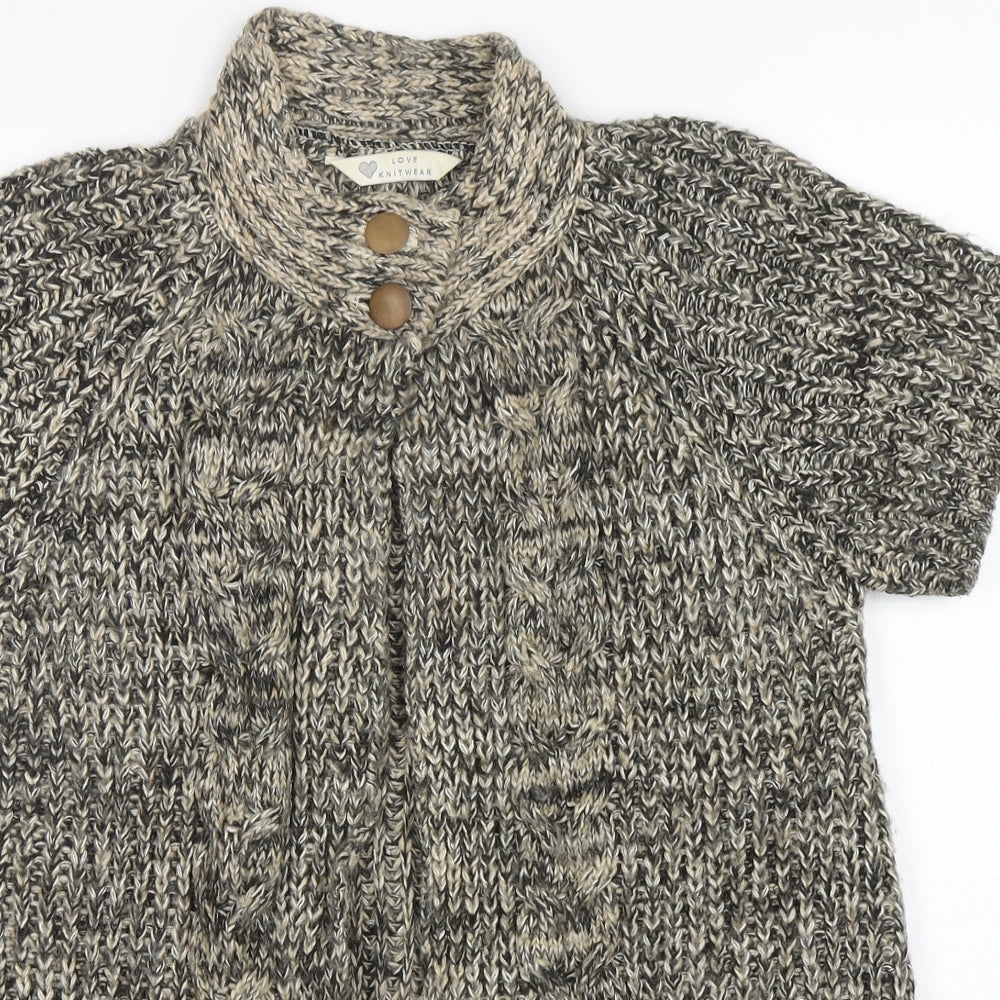 BHS Womens Brown Round Neck  Acrylic Cardigan Jumper Size 12