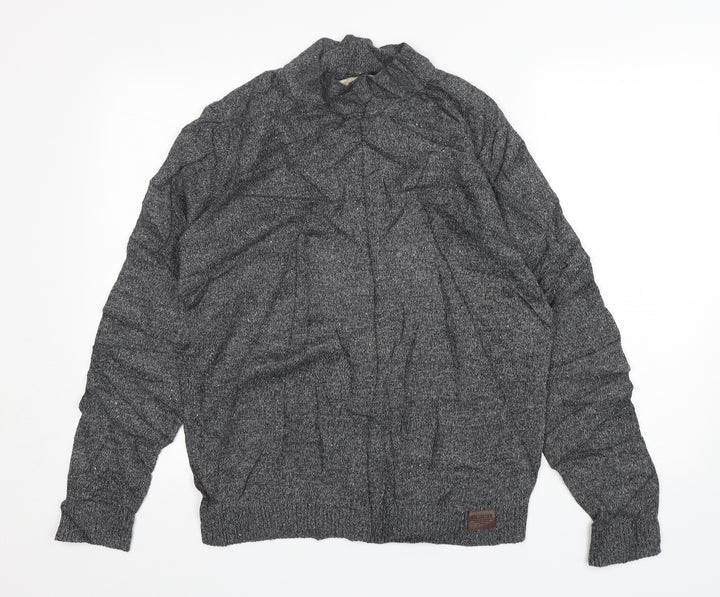Hollister Womens Grey Mock Neck Cotton Pullover Jumper Size L