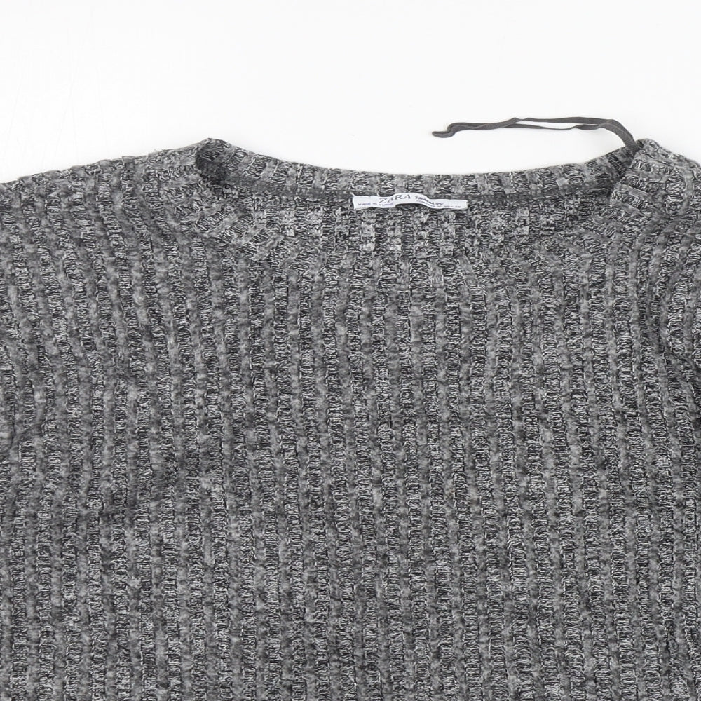 Zara Womens Grey Round Neck  Polyester Pullover Jumper Size M