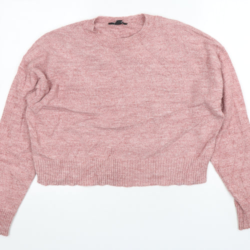 New Look Womens Pink Round Neck  Polyester Pullover Jumper Size S