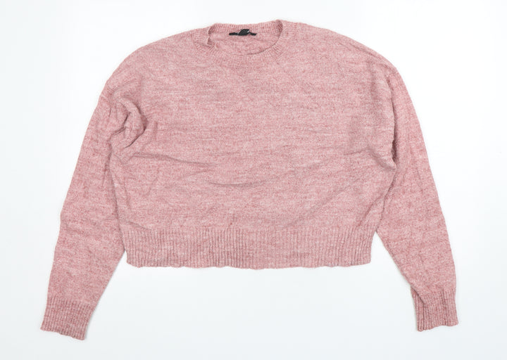 New Look Womens Pink Round Neck Polyester Pullover Jumper Size S