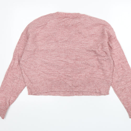 New Look Womens Pink Round Neck  Polyester Pullover Jumper Size S