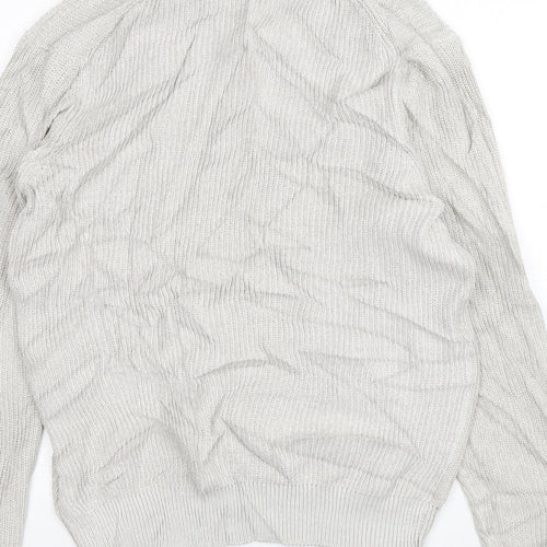 F&F Mens Grey Mock Neck  Acrylic Pullover Jumper Size M