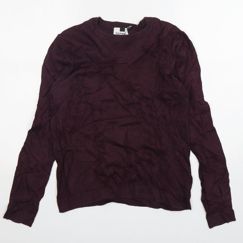 Topman Mens Purple Round Neck  Cotton Pullover Jumper Size S