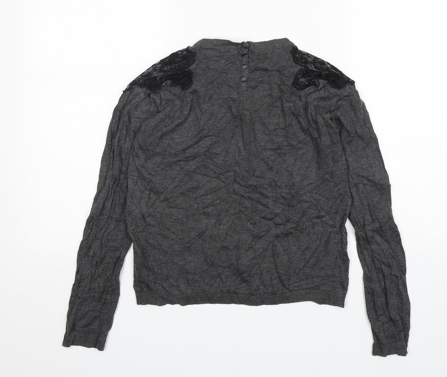 Zara Womens Grey Round Neck  Acrylic Pullover Jumper Size M