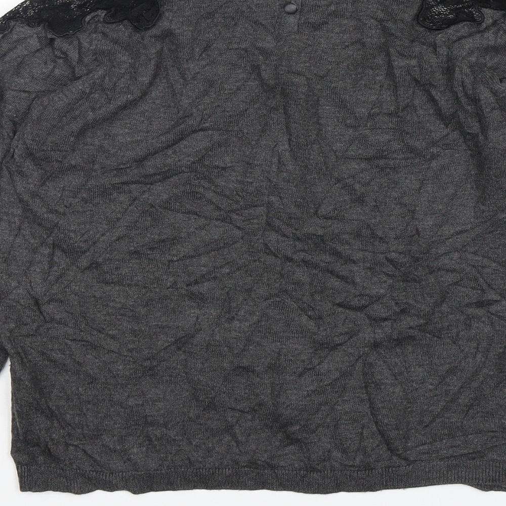 Zara Womens Grey Round Neck  Acrylic Pullover Jumper Size M