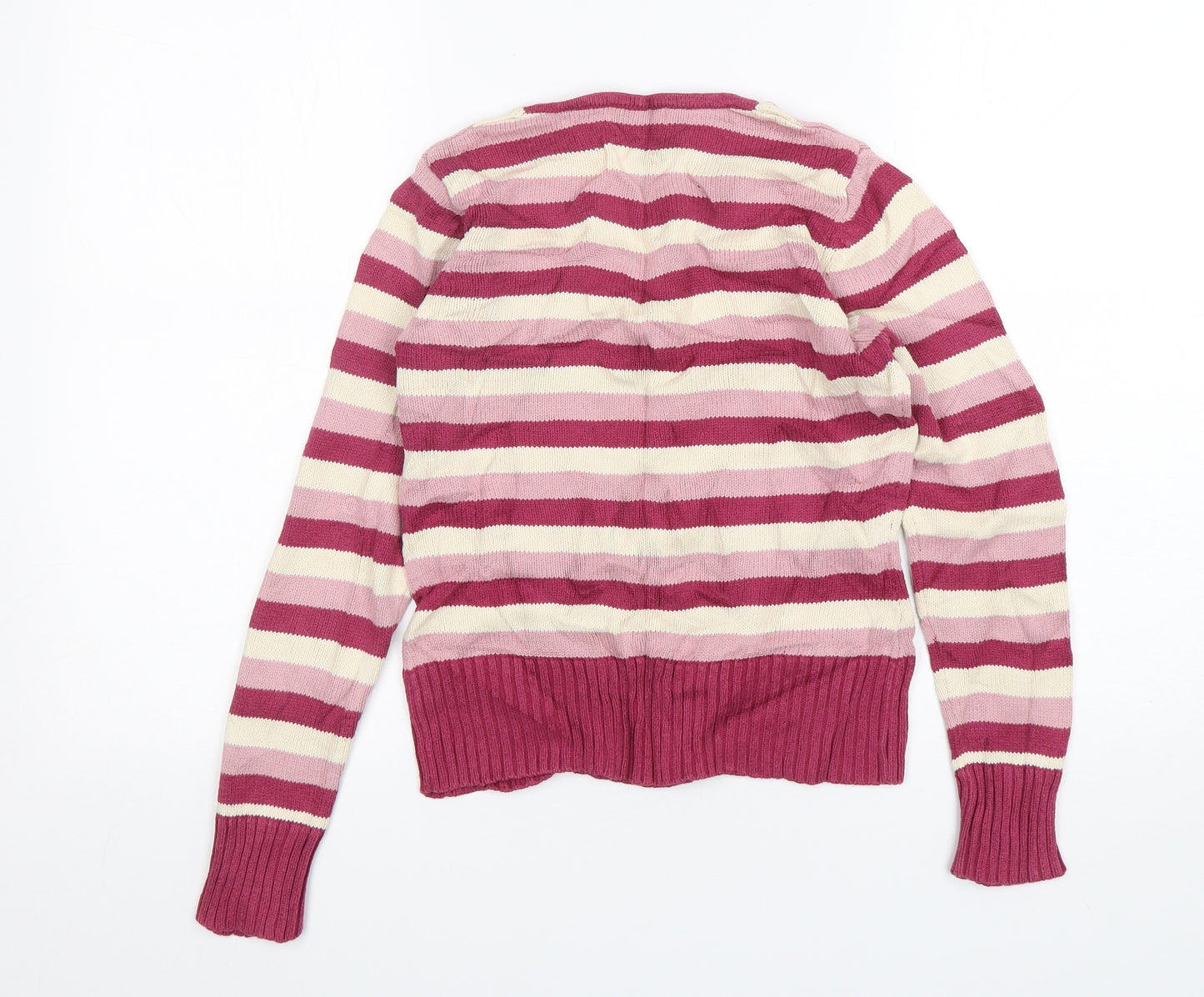 Cherokee  Womens Multicoloured V-Neck Striped Cotton Pullover Jumper Size 10