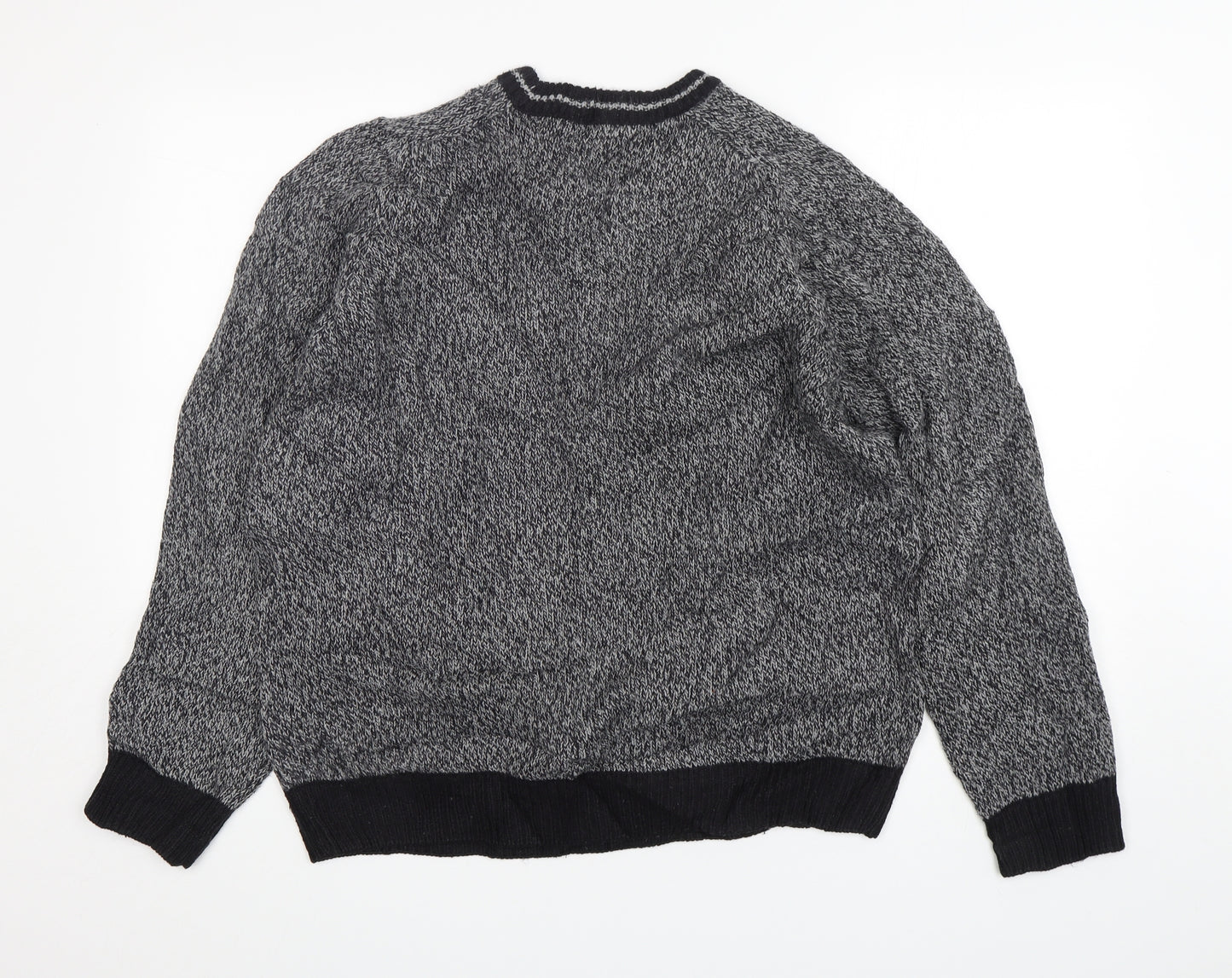 Trait  Mens Grey Round Neck  Acrylic Pullover Jumper Size L