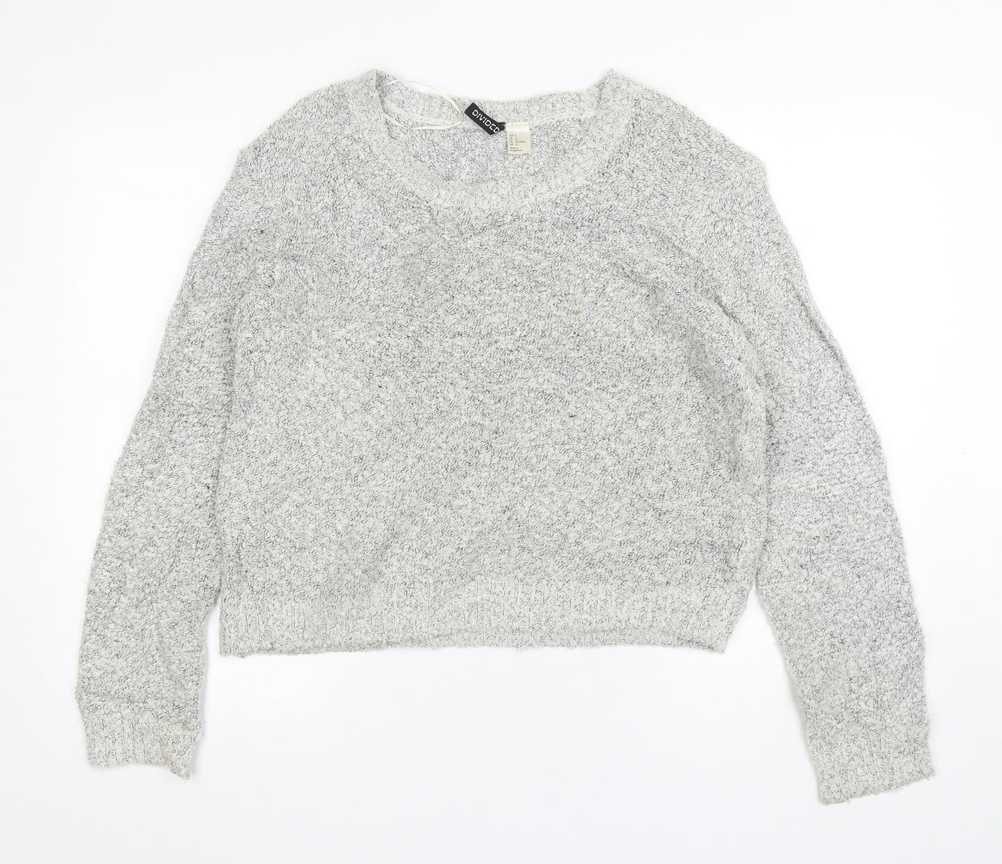 H&M Womens Grey Round Neck  Acrylic Pullover Jumper Size L