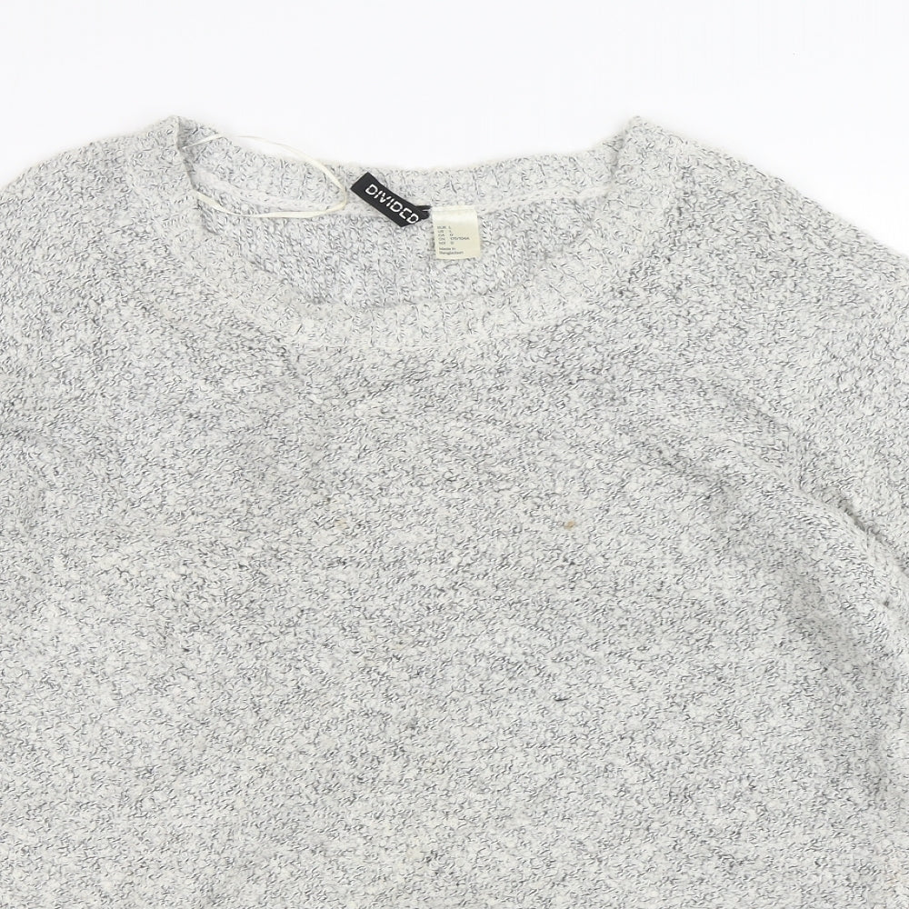 H&M Womens Grey Round Neck  Acrylic Pullover Jumper Size L