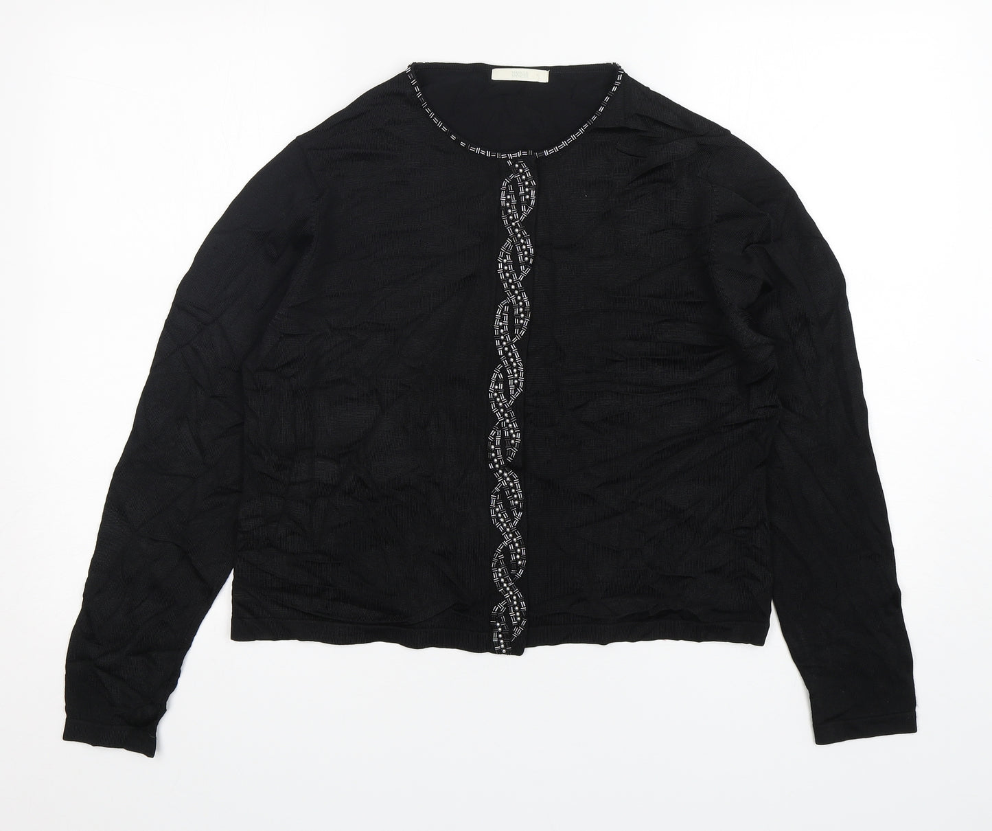 M&S Womens Black Round Neck  Viscose Cardigan Jumper Size 18