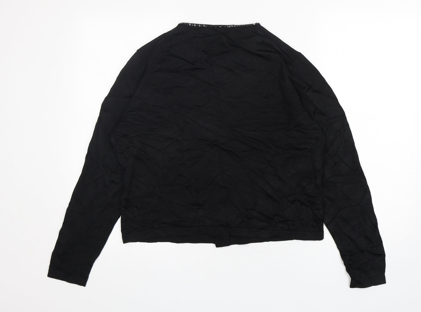 M&S Womens Black Round Neck  Viscose Cardigan Jumper Size 18