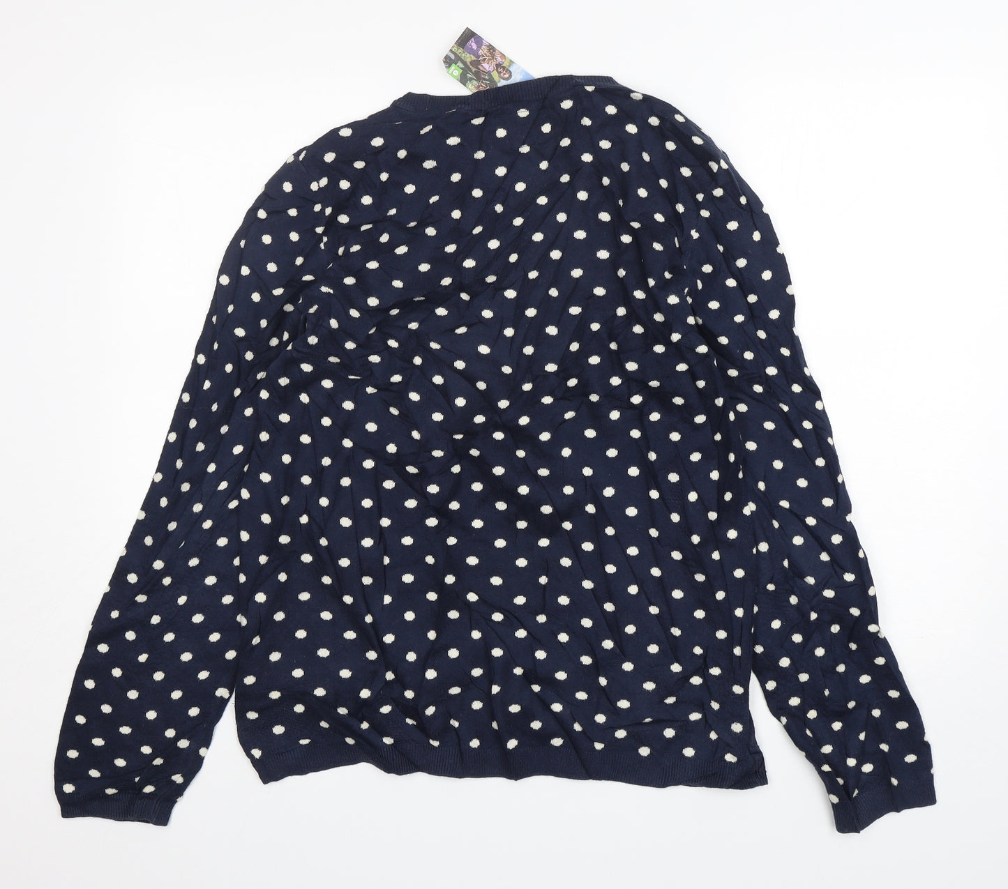 Topman Mens Blue Round Neck Polka Dot Cotton Pullover Jumper Size M