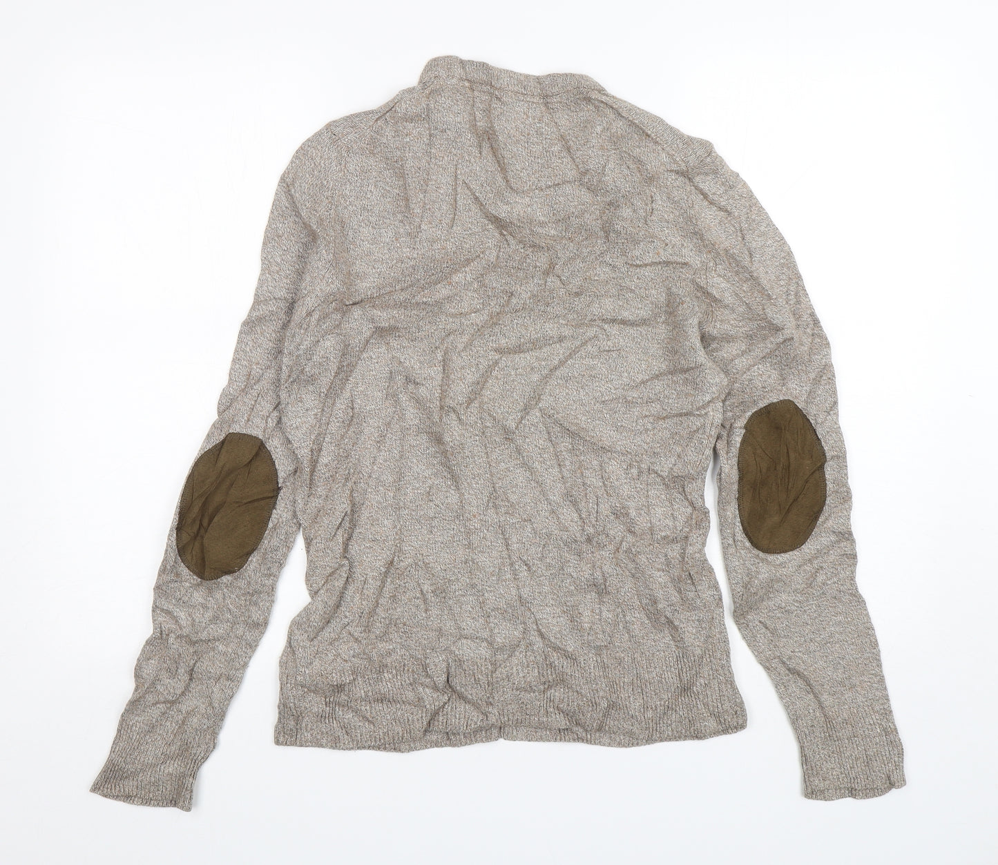 H&M Mens Beige Round Neck  Cotton Pullover Jumper Size XS