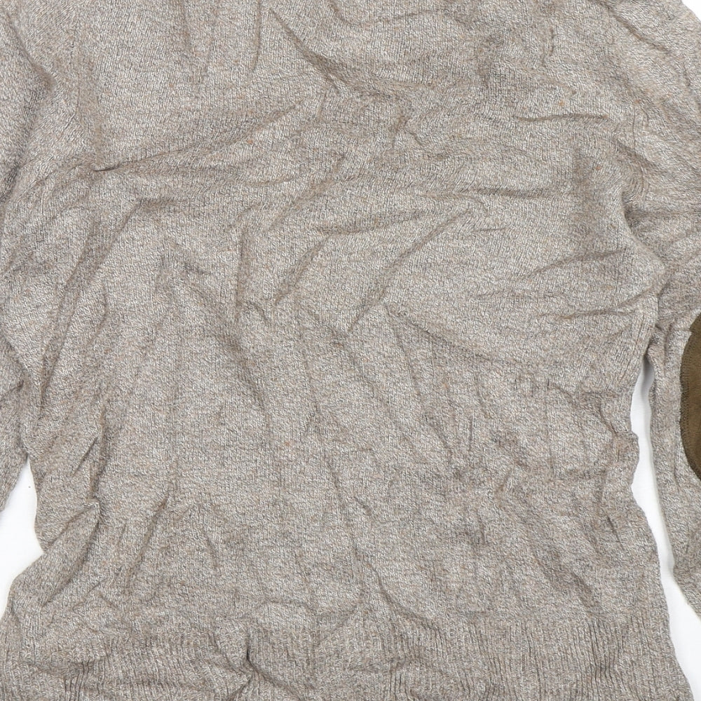 H&M Mens Beige Round Neck  Cotton Pullover Jumper Size XS