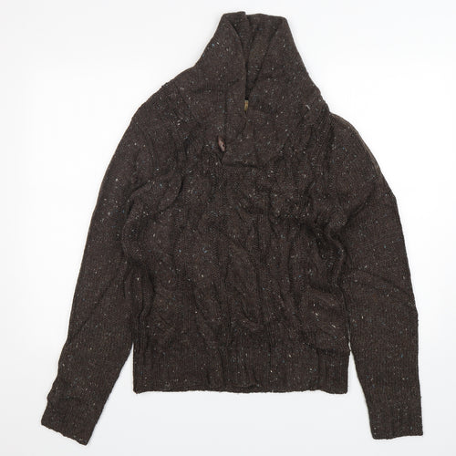 M&S Mens Brown V-Neck  Acrylic Pullover Jumper Size S