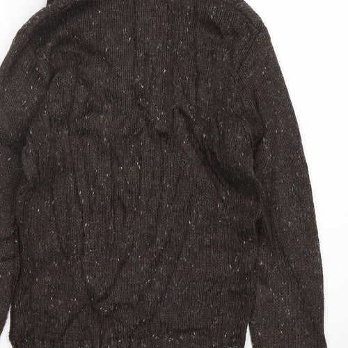M&S Mens Brown V-Neck  Acrylic Pullover Jumper Size S