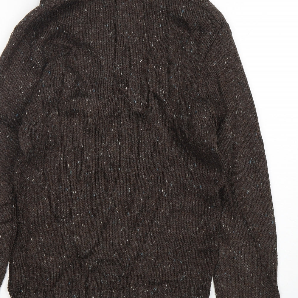 M&S Mens Brown V-Neck  Acrylic Pullover Jumper Size S