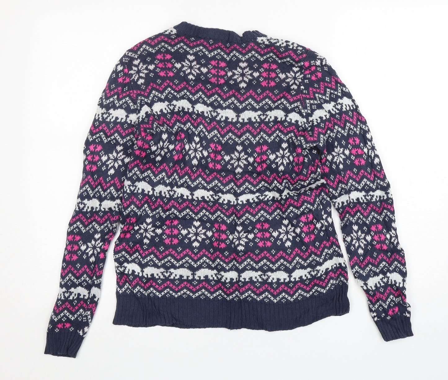 Avenue Womens Multicoloured Round Neck Fair Isle Acrylic Pullover Jumper Size S