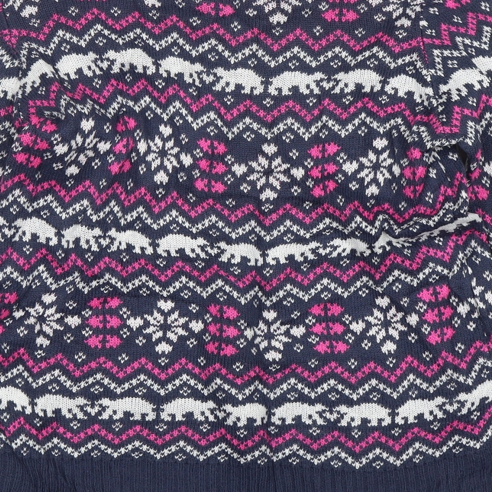 Avenue Womens Multicoloured Round Neck Fair Isle Acrylic Pullover Jumper Size S