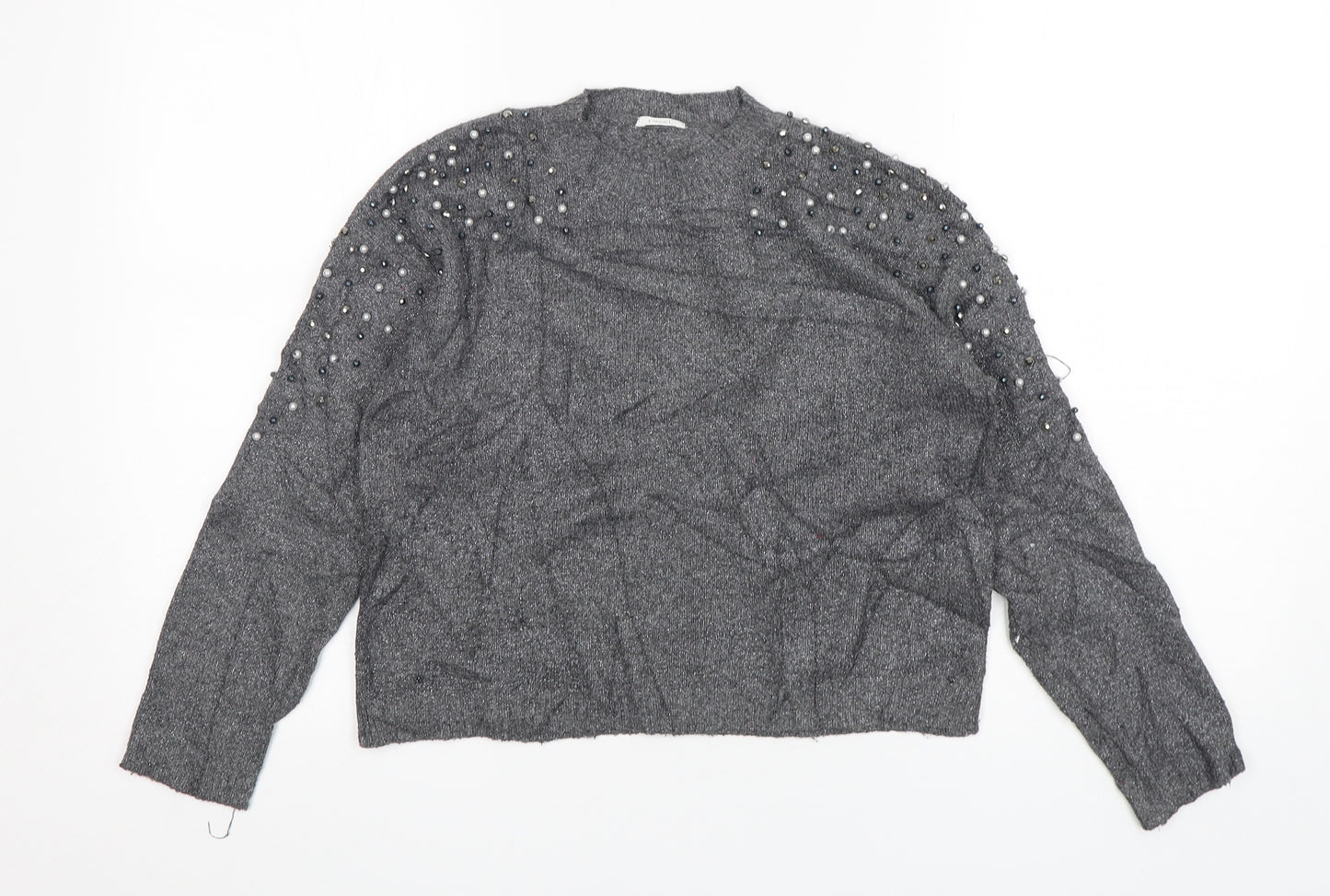 NEXT Girls Grey Round Neck  Polyester Pullover Jumper Size 9 Years