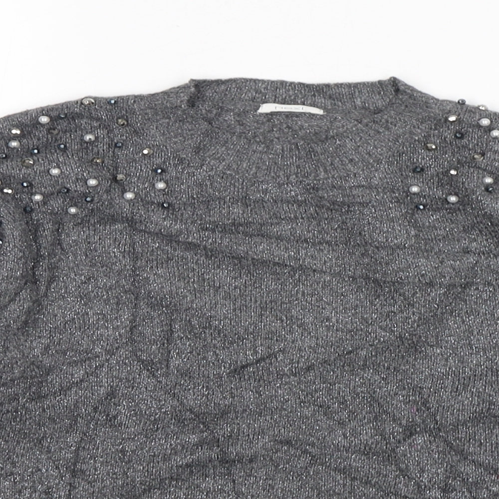 NEXT Girls Grey Round Neck  Polyester Pullover Jumper Size 9 Years