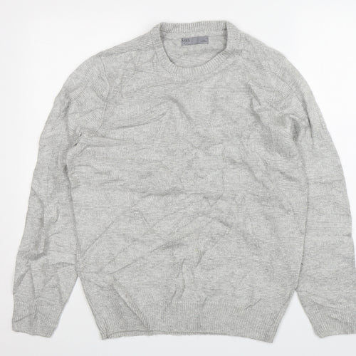 M&S Mens Grey Round Neck  Acrylic Pullover Jumper Size M