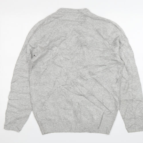 M&S Mens Grey Round Neck  Acrylic Pullover Jumper Size M
