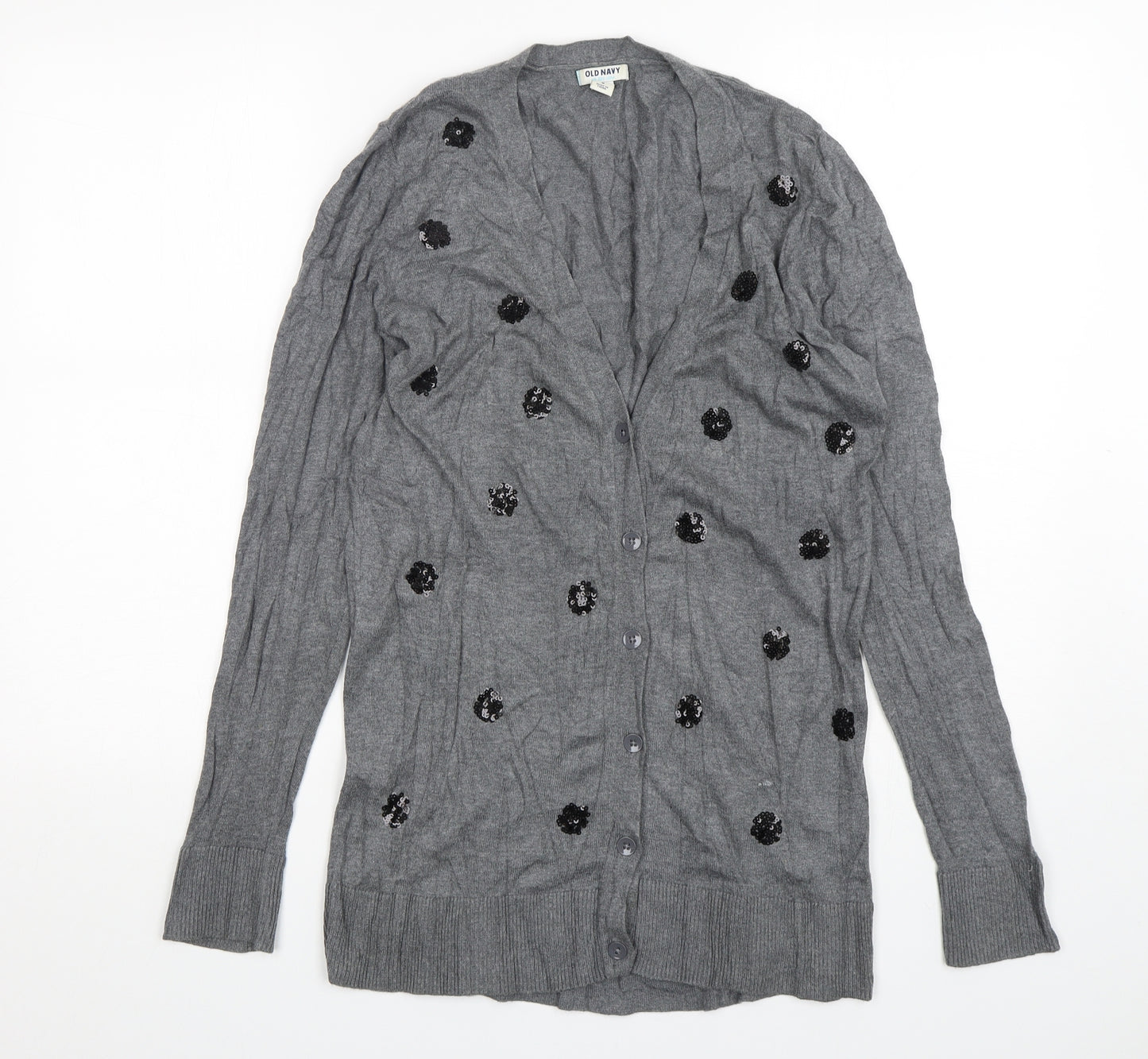 Old Navy Womens Grey V-Neck  Cotton Cardigan Jumper Size M