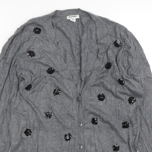 Old Navy Womens Grey V-Neck  Cotton Cardigan Jumper Size M