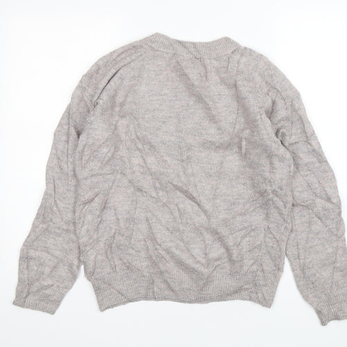 H&M Womens Pink V-Neck  Acrylic Pullover Jumper Size XS