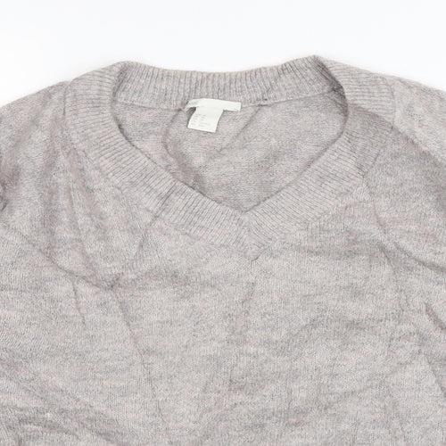 H&M Womens Pink V-Neck  Acrylic Pullover Jumper Size XS