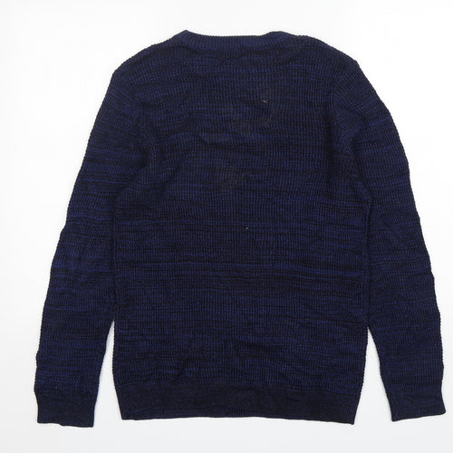 H&M Mens Blue Round Neck  Acrylic Pullover Jumper Size S