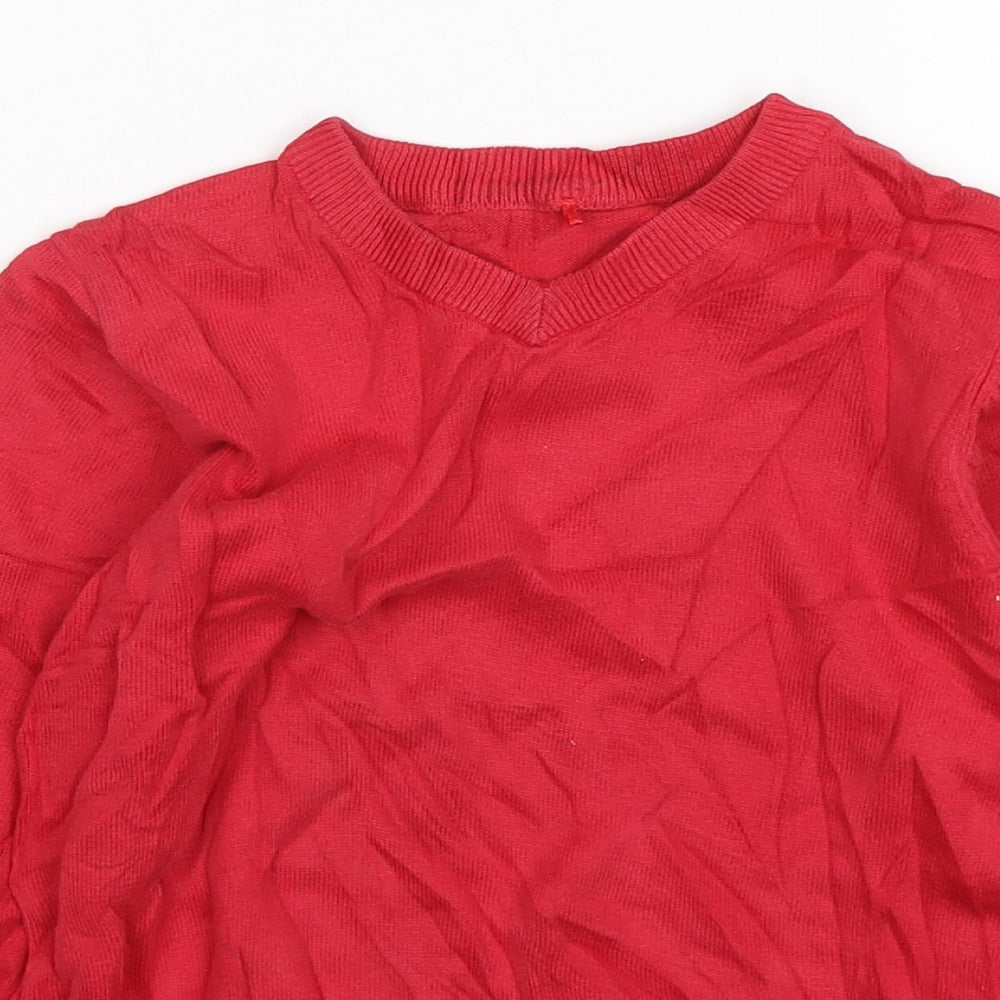 Gorge Boys Red V-Neck  Cotton Pullover Jumper Size 6-7 Years   - school wear