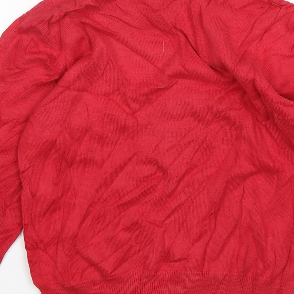 Gorge Boys Red V-Neck  Cotton Pullover Jumper Size 6-7 Years   - school wear