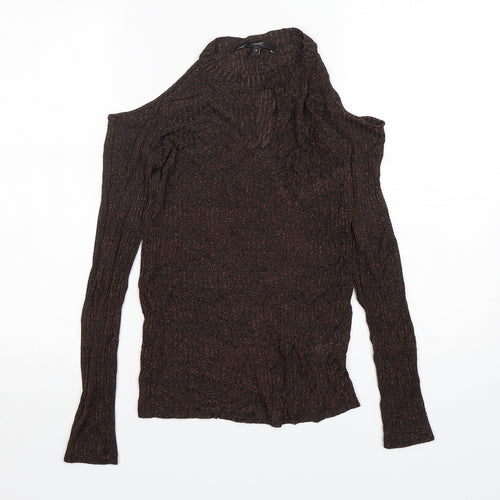 NEXT Womens Brown Round Neck  Viscose Pullover Jumper Size 10