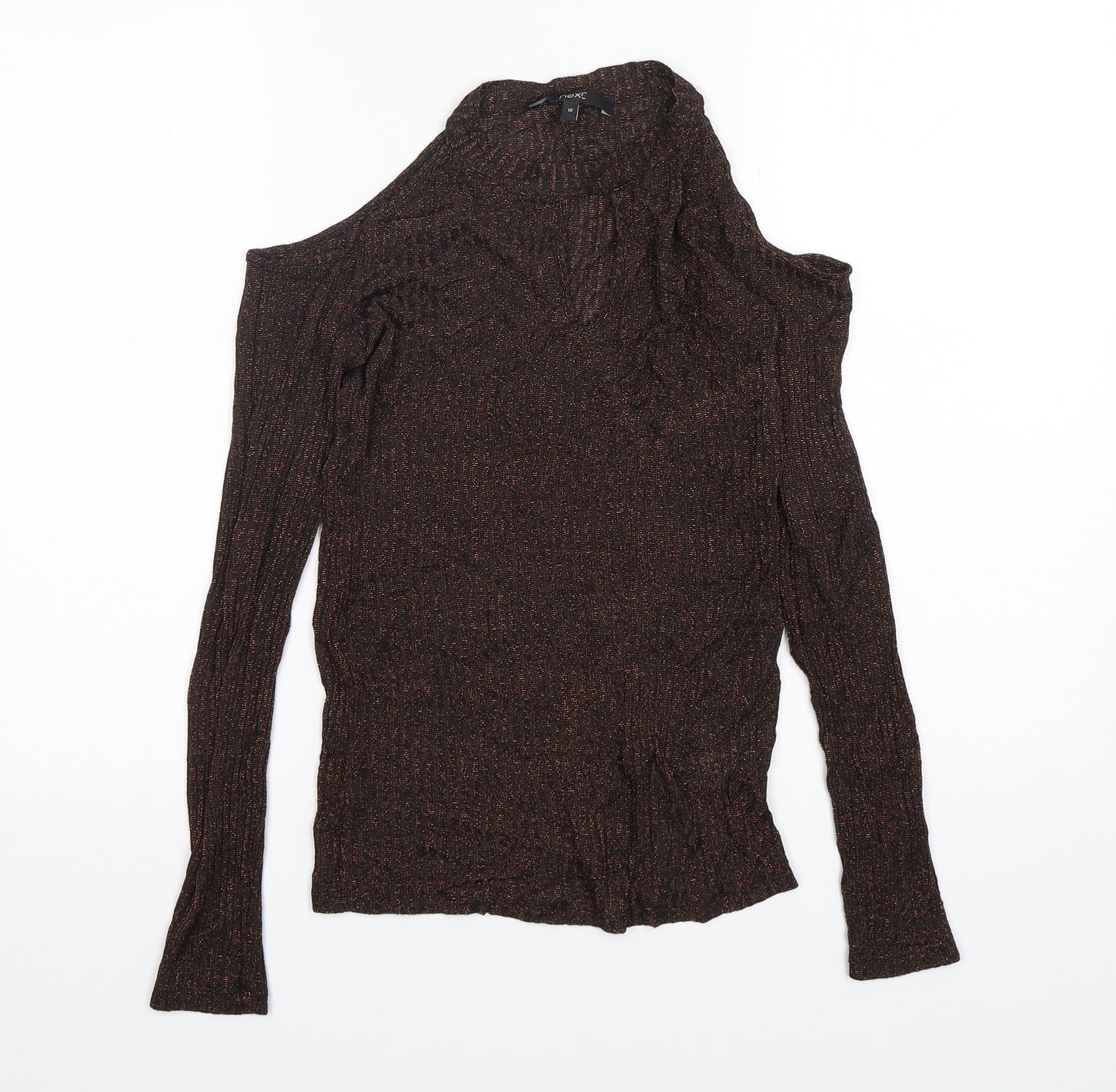 NEXT Womens Brown Round Neck  Viscose Pullover Jumper Size 10