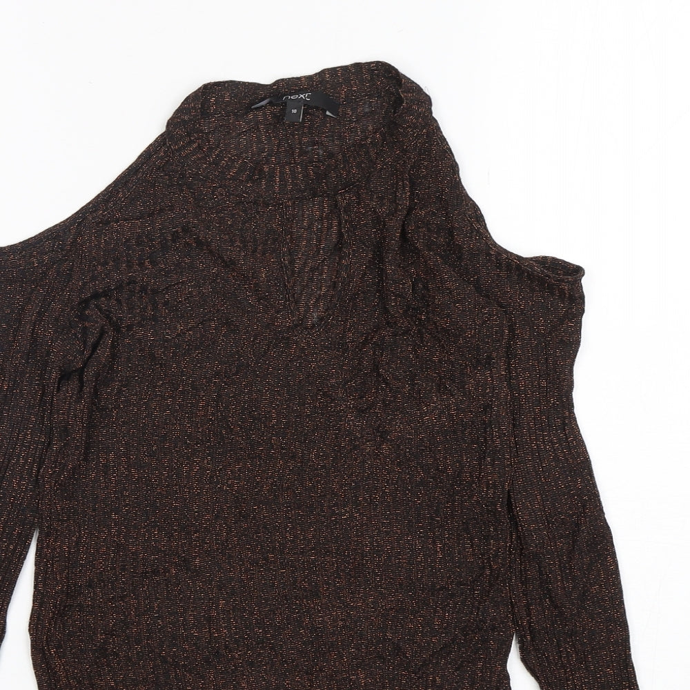 NEXT Womens Brown Round Neck  Viscose Pullover Jumper Size 10