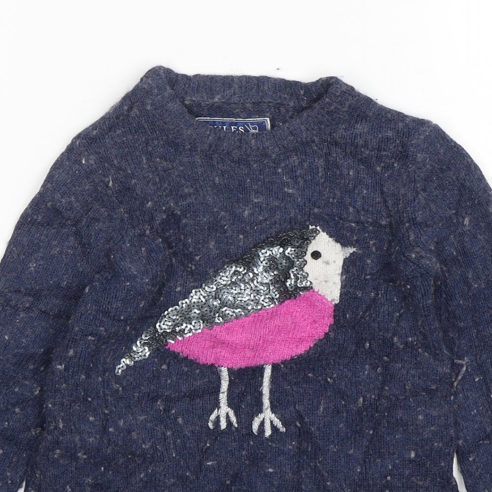 Joules  Girls Blue  Cotton Jumper Dress  Size 3-4 Years  Round Neck