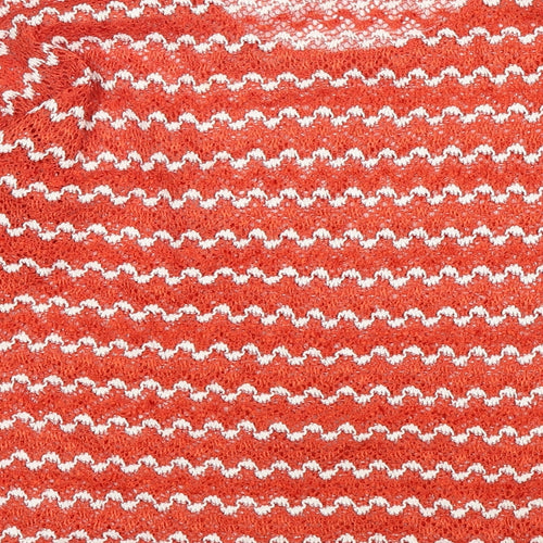 NEXT Womens Orange Round Neck Striped Polyester Pullover Jumper Size 12