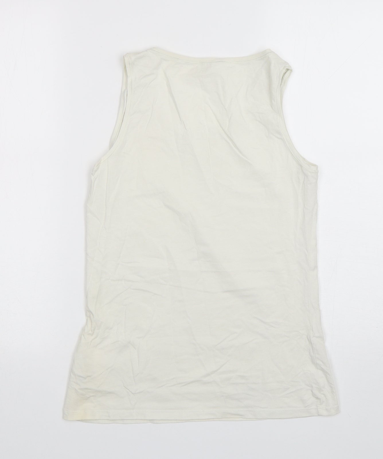 M&S Womens White  Cotton Basic Tank Size 16 Round Neck