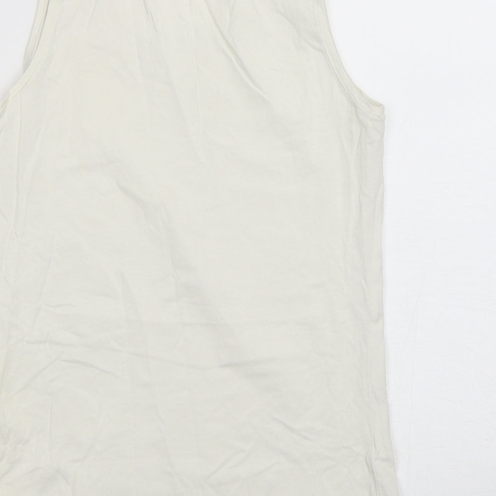 M&S Womens White  Cotton Basic Tank Size 16 Round Neck